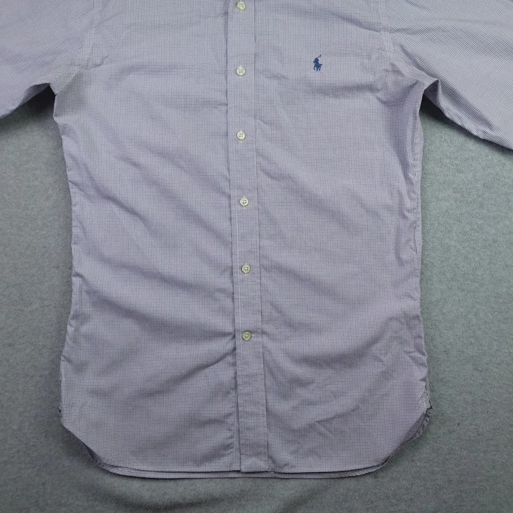 Polo Ralph Lauren Shirt Mens 15 32/33 Purple Slim Fit Dress Easy Care Gingham